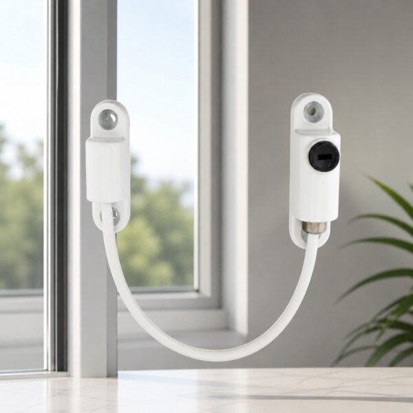 maxus window restrictor safety cable lock 20mm – white child safety & security restrictor