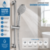 waves chrome shower head set with riser rail & hose – multi function bathroom shower kit