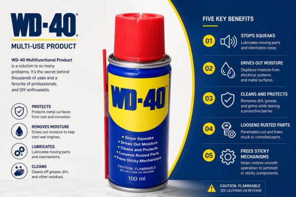 wd 40 multi use lubricant spray 100ml – anti rust, moisture remover & cleaner