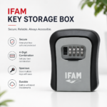 ifam 4 digit combination key storage box grey – secure outdoor key safe