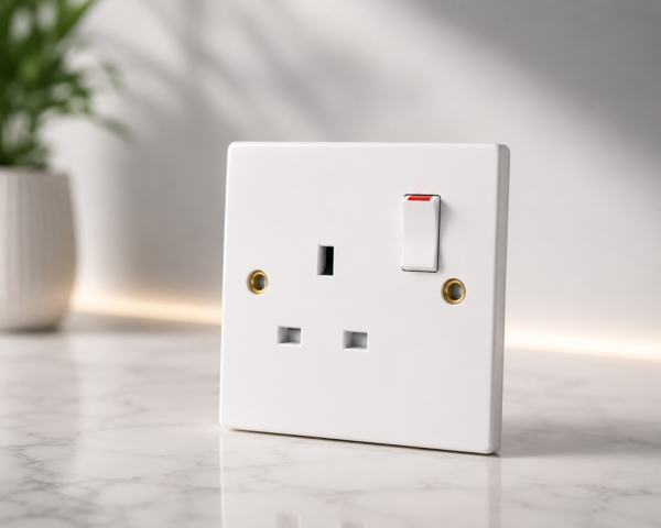 powerplus 13a 1 gang switched socket – single pole | white