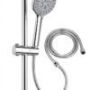 waves chrome shower head set with riser rail & hose – multi function bathroom shower kit
